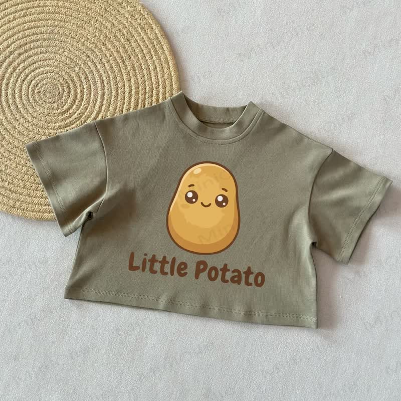 LITTLE POTATO Baby Slogan Casual T-Shirt - Grey Green - 2-3T - image 3