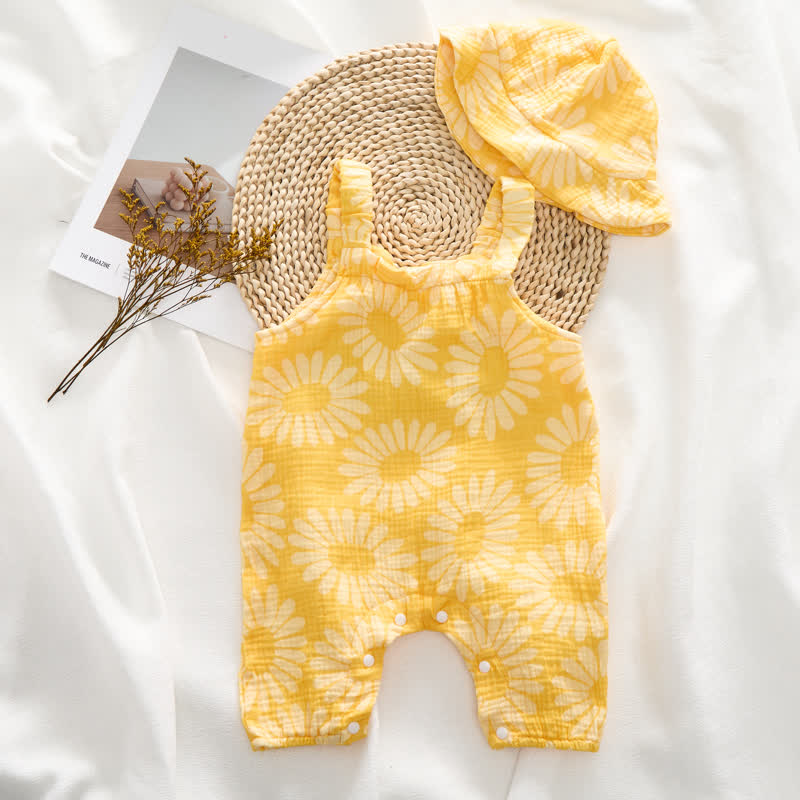 Baby Sunflower Yellow Romper with Hat - image 2