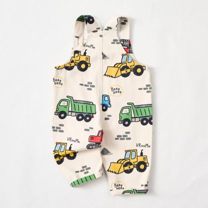 Baby Toddler Excavator Beige Pocket Overalls - image 3