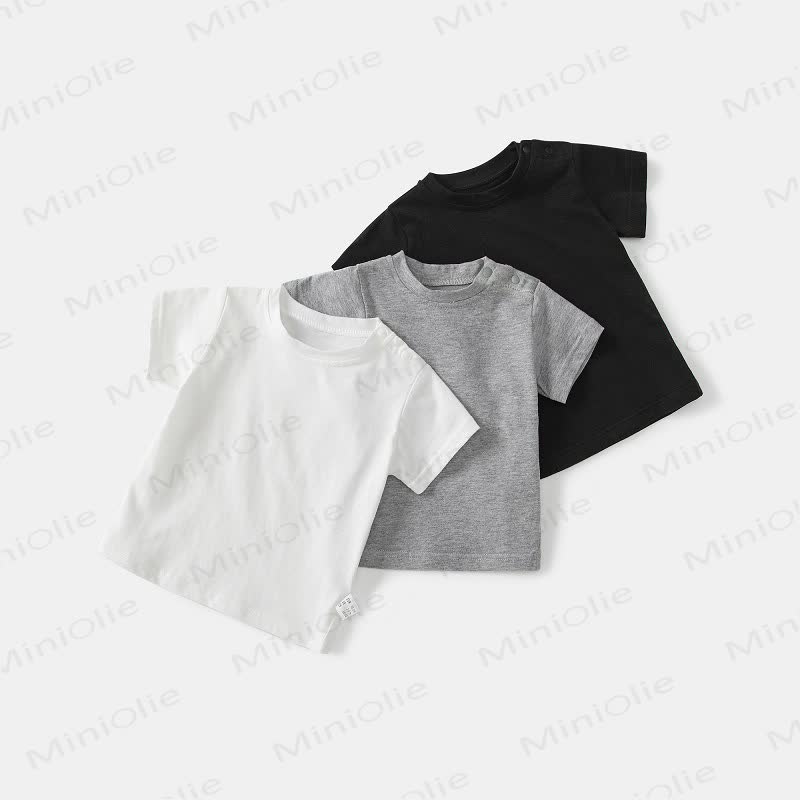 Baby Solid Color Shoulder Strap Tee - image 1