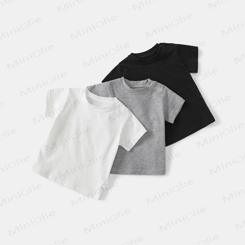 Baby Solid Color Shoulder Strap Tee - image 1