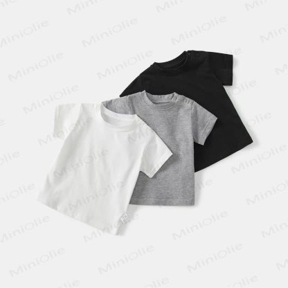 Baby Solid Color Shoulder Strap Tee - image 1