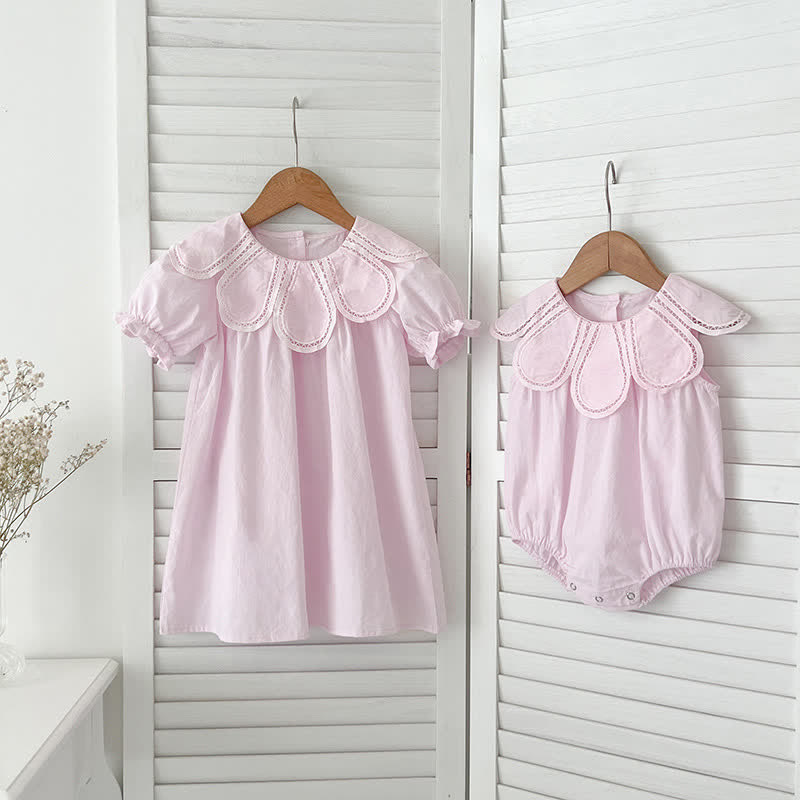 Baby Girls Solid Color Lace Dress/ Bodysuit - image 1