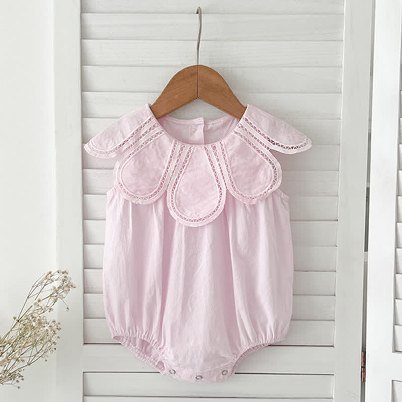 Baby Girls Solid Color Lace Dress/ Bodysuit - Pink Romper - Romper: 18-24M - image 3