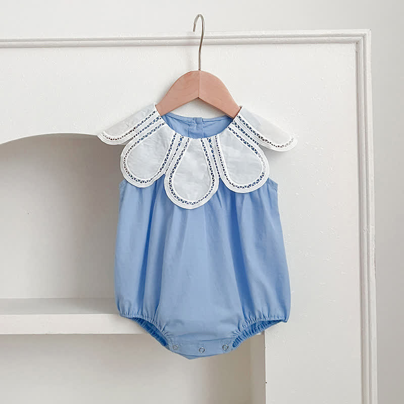 Baby Girls Solid Color Lace Dress/ Bodysuit - Blue Romper - Romper: 18-24M - image 5