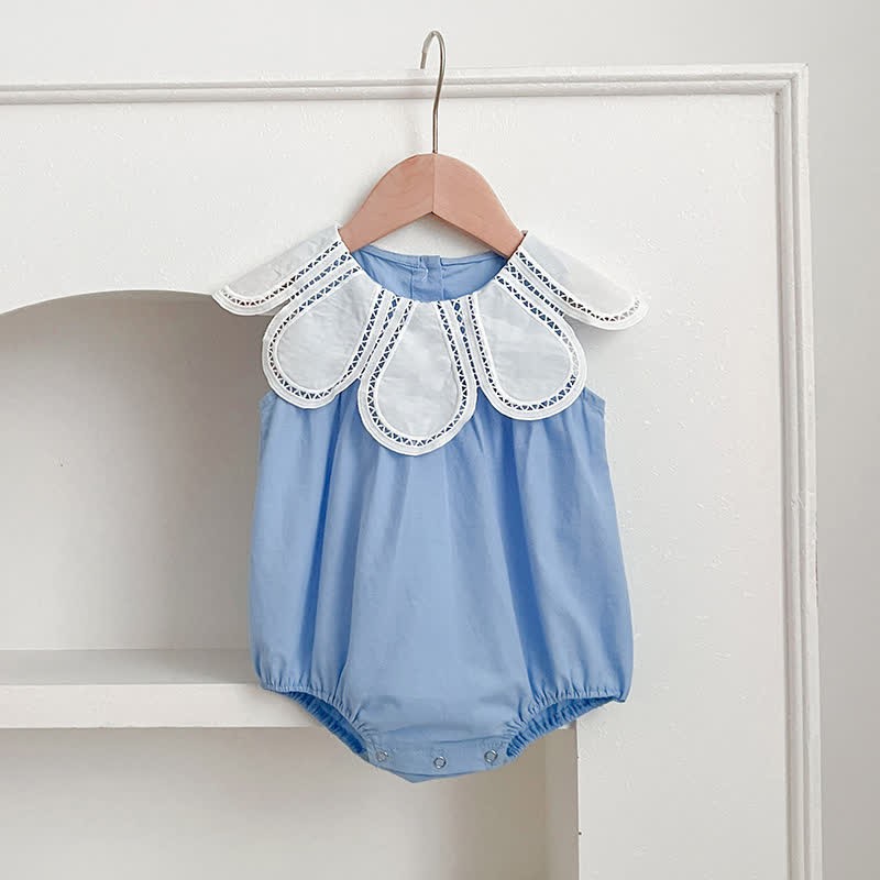 Baby Girls Solid Color Lace Dress/ Bodysuit - Blue Romper - Romper: 18-24M - image 5