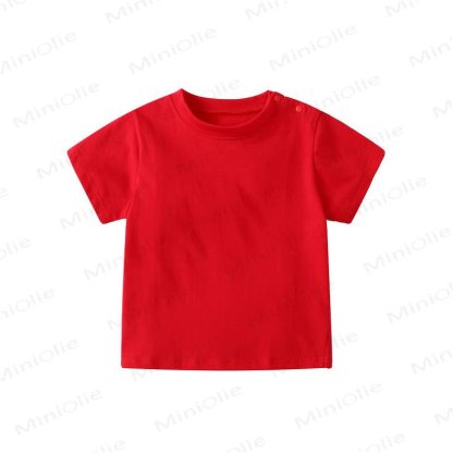 Baby Solid Color Shoulder Strap Tee - Red - 36-48M - image 5