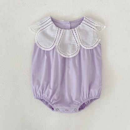 Baby Girls Solid Color Lace Dress/ Bodysuit - Purple Romper - Romper: 18-24M - image 9