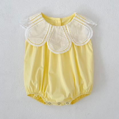 Baby Girls Solid Color Lace Dress/ Bodysuit - Yellow Romper - Romper: 18-24M - image 11