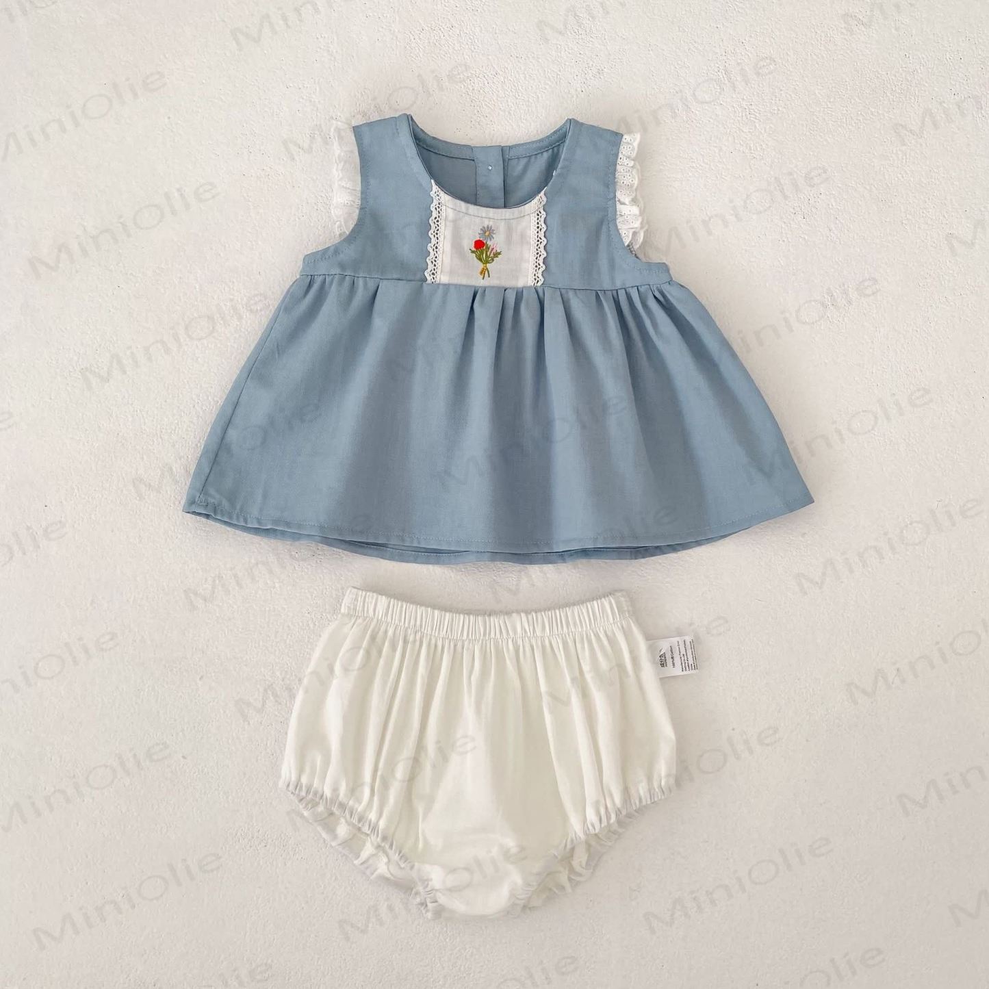Baby Floral Tank Top and Shorts Set or Dress - Blue Tank Top and Shorts Set - 3-4T - image 2