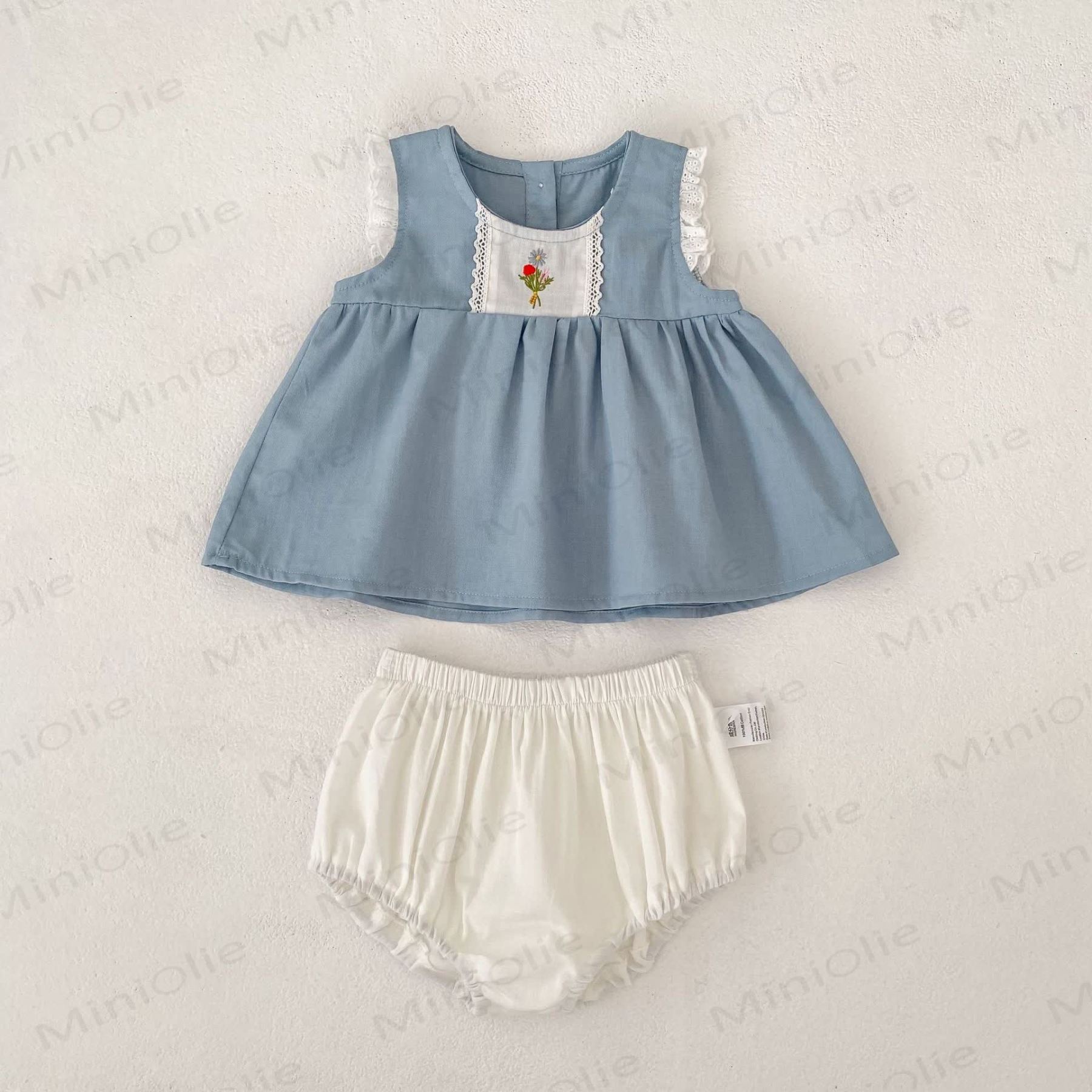 Baby Floral Tank Top and Shorts Set or Dress - Blue Tank Top and Shorts Set - 3-4T - image 2