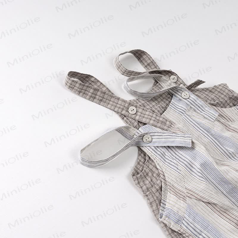 Toddler Cotton Vintage Stripe Plaid Overall - image 4