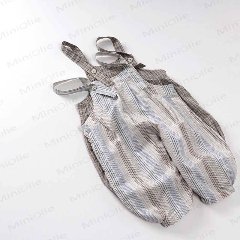 Toddler Cotton Vintage Stripe Plaid Overall - image 1