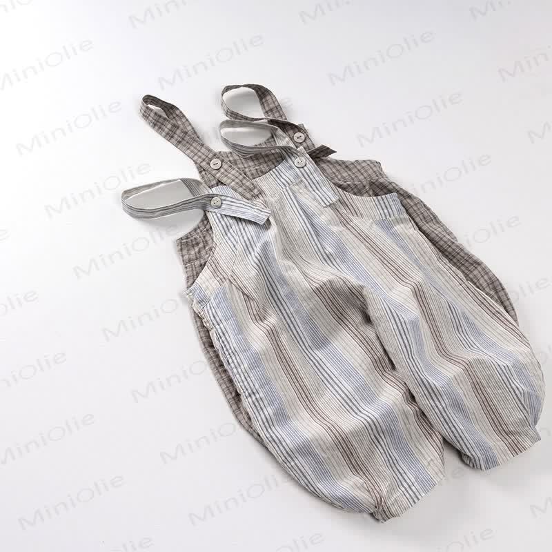 Toddler Cotton Vintage Stripe Plaid Overall - image 1