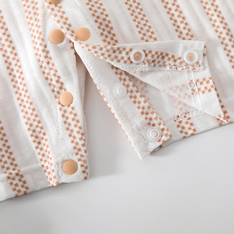 Baby Beige/Gray Summer Striped Romper - image 7