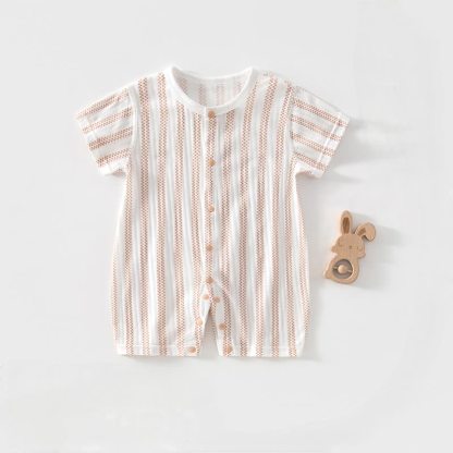 Baby Beige/Gray Summer Striped Romper - Beige - 18-24M - image 1
