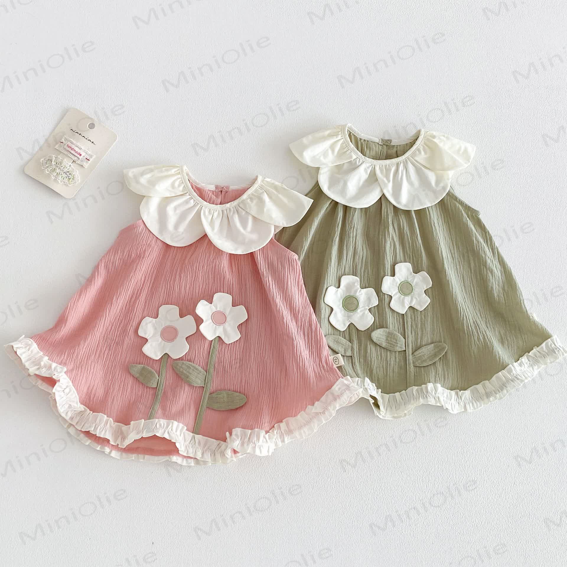 Toddler Girls Petal Collar Floral Sleeveless Dress - image 1