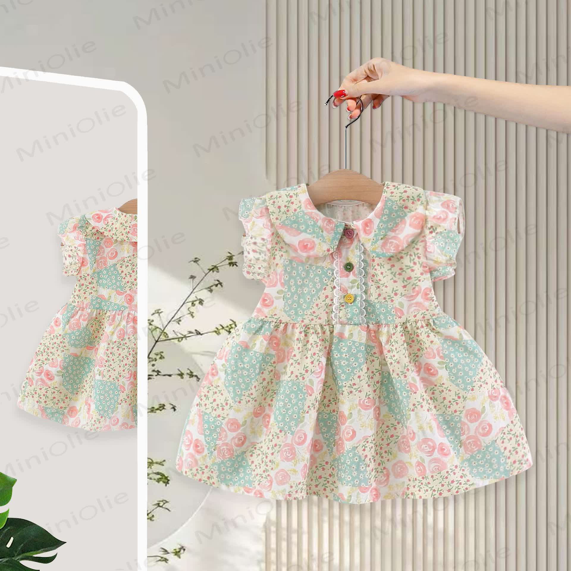 Baby Girls Floral Print Sleeveless Dress - Green - 3-4T - image 1