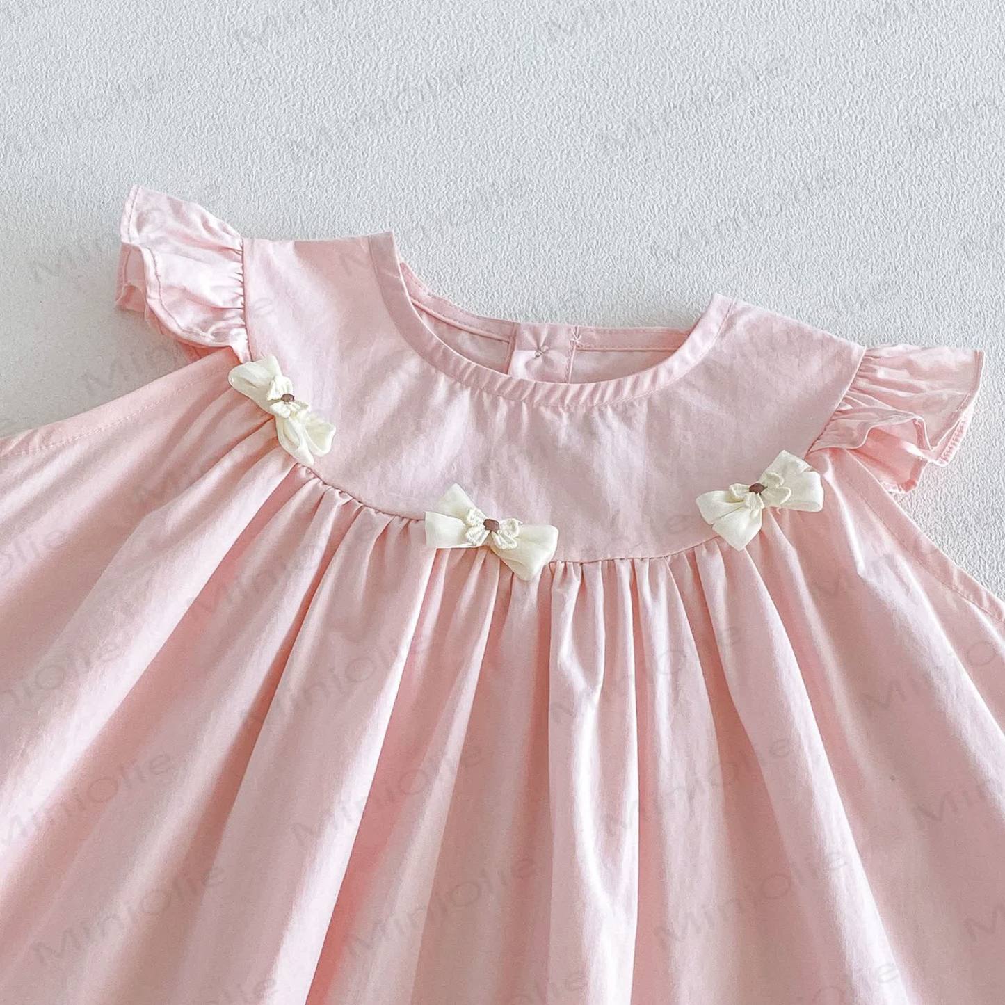 Baby Girls Ruffle Sleeveless Bow Solid Color Dress - image 5