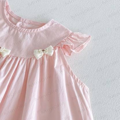 Baby Girls Ruffle Sleeveless Bow Solid Color Dress - image 6