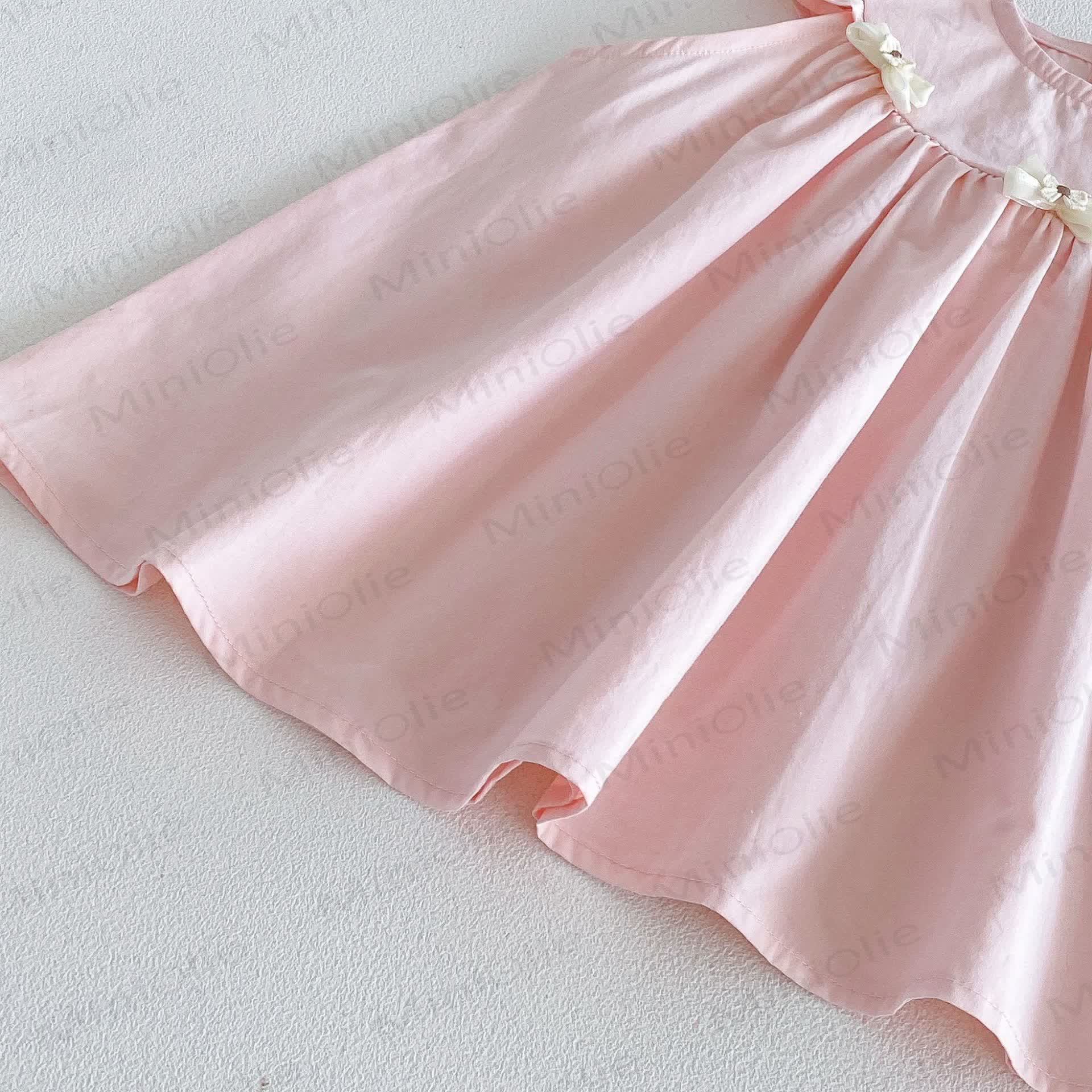 Baby Girls Ruffle Sleeveless Bow Solid Color Dress - image 8