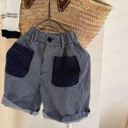 Toddler Striped Polka Dot Shorts - Navy - 6-7T - image 3