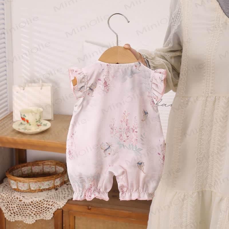 Baby Girls Floral Ruffle Trim Sleeveless Summer Romper - image 6