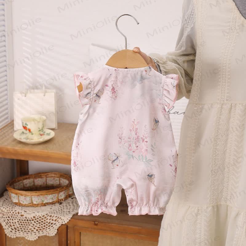 Baby Girls Floral Ruffle Trim Sleeveless Summer Romper - image 6