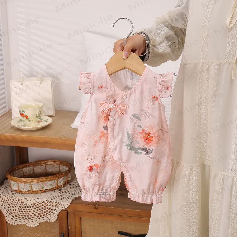 Baby Girls Floral Ruffle Trim Sleeveless Summer Romper - Pink - 12-18M - image 3