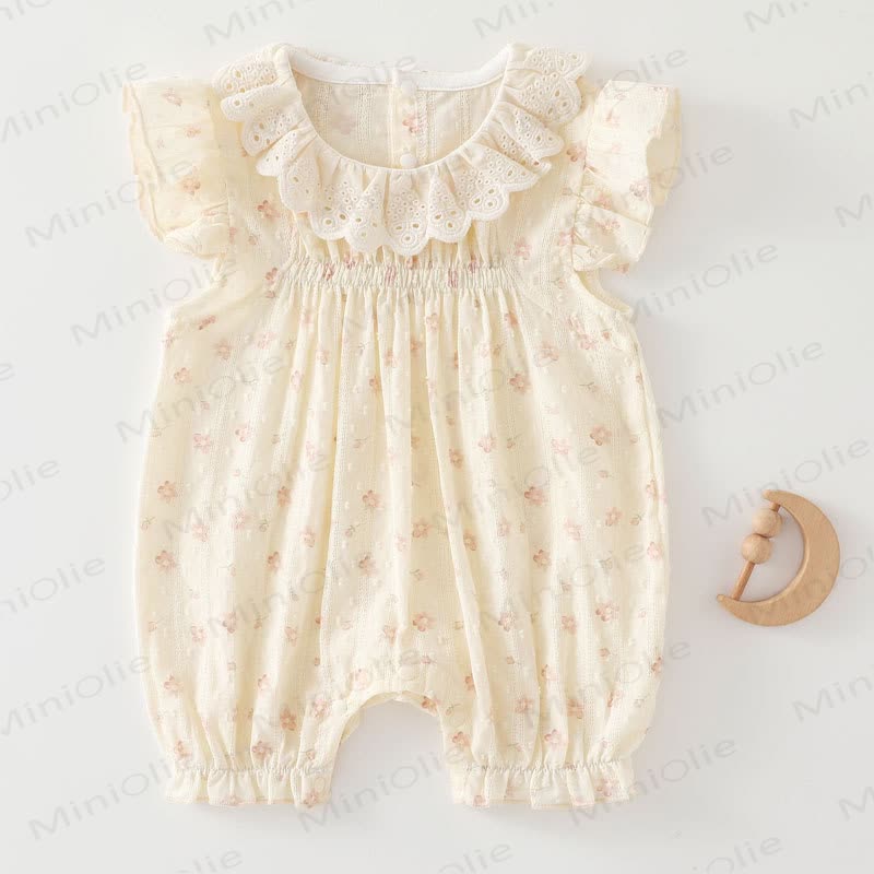 Baby Girl Yellow Floral Lace Collar Sleeveless Romper - Pink Flower - 18-24M - image 2
