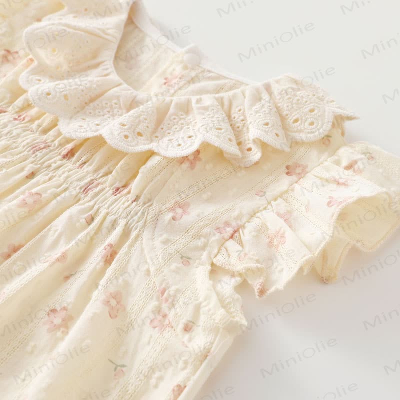 Baby Girl Yellow Floral Lace Collar Sleeveless Romper - image 4