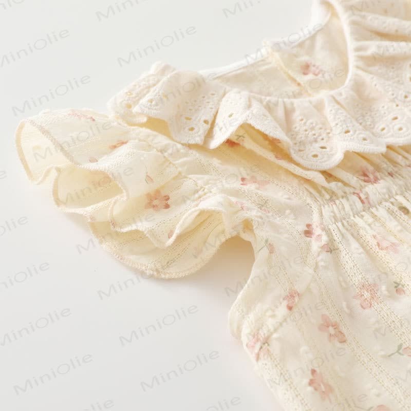 Baby Girl Yellow Floral Lace Collar Sleeveless Romper - image 5