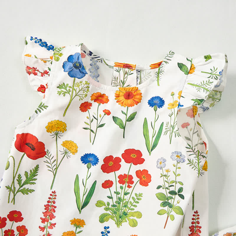 Baby Toddler Flower Print White Top and Shorts 2-piece Set - image 4