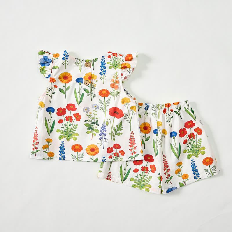 Baby Toddler Flower Print White Top and Shorts 2-piece Set - image 3