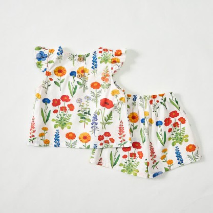 Baby Toddler Flower Print White Top and Shorts 2-piece Set - image 3