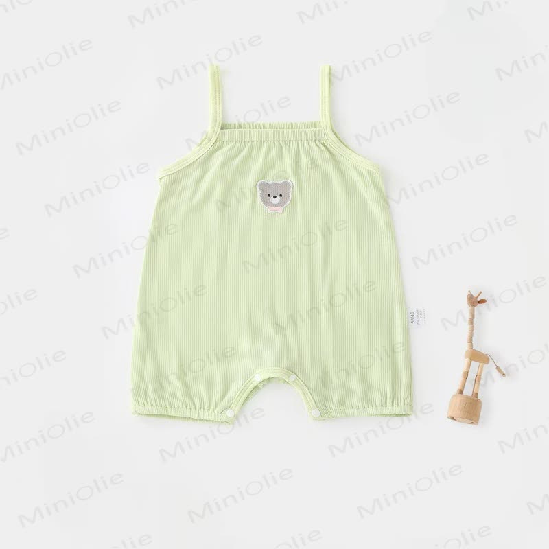 Baby Girl Solid Color Cartoon Bear Strap Romper - Green - 2-3T - image 4