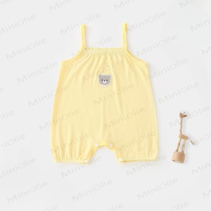 Baby Girl Solid Color Cartoon Bear Strap Romper - Yellow - 2-3T - image 3