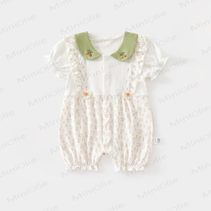 Baby Girl Cherry&Floral Peter Pan Collar Romper - Green - 15-22M - image 1