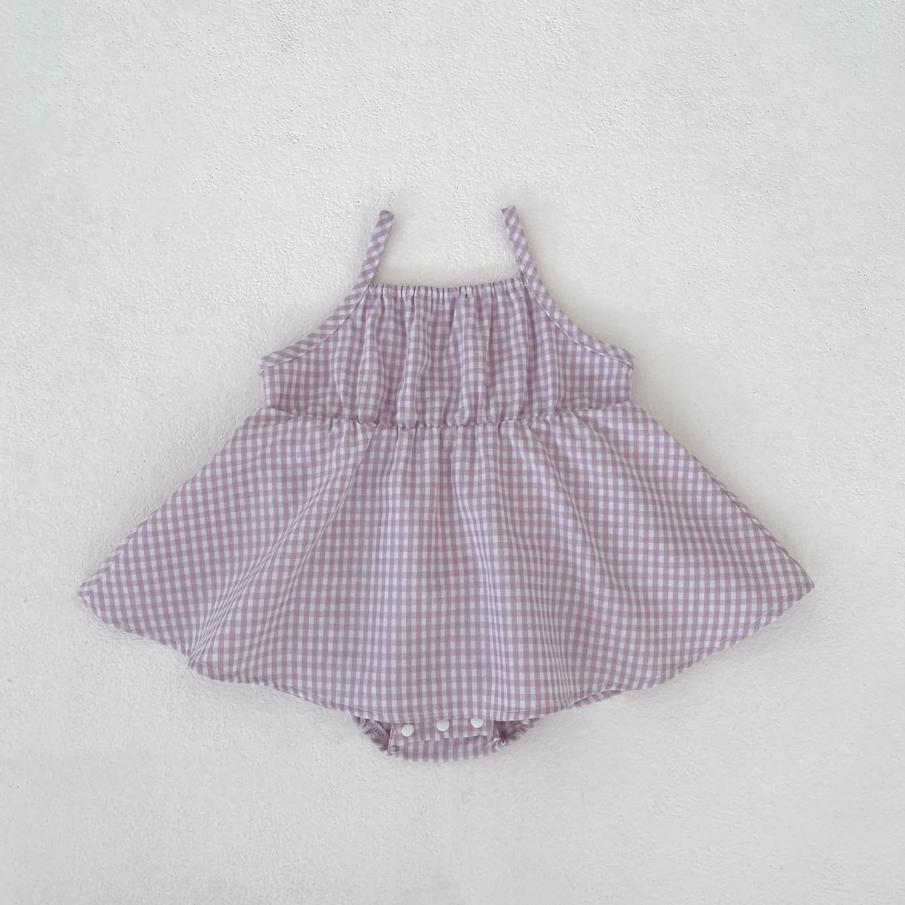 Baby Girls Gingham Sleeveless Dress or Hat - Purple Dress - 2-3T - image 2