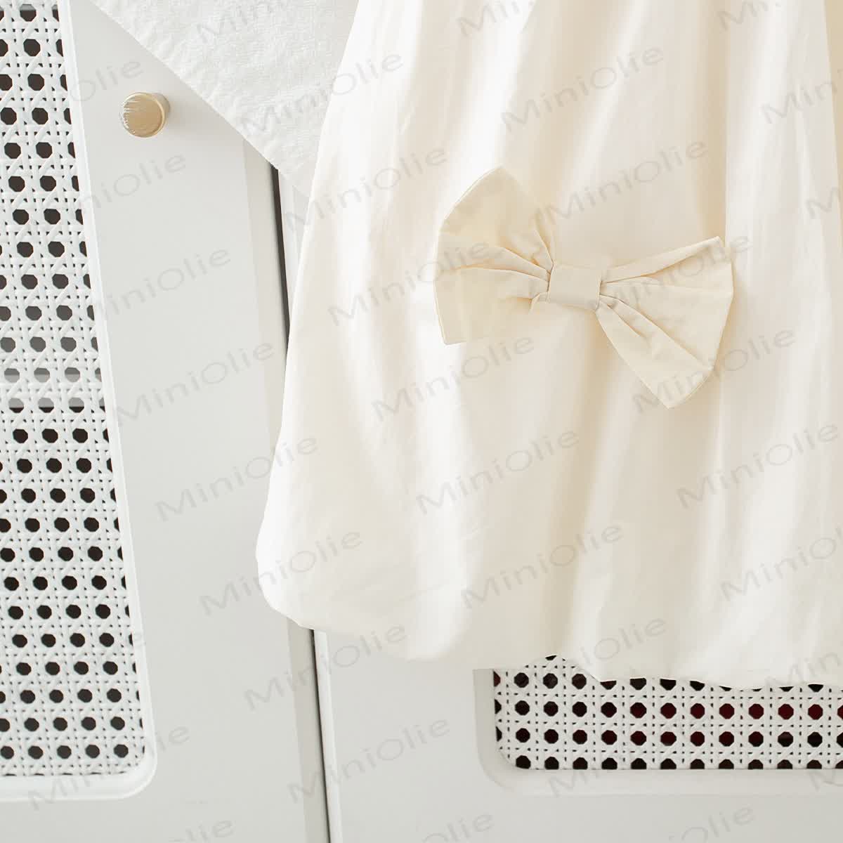 Toddler Girls Solid Beige Bow Sleeveless Dress with Hat - image 9