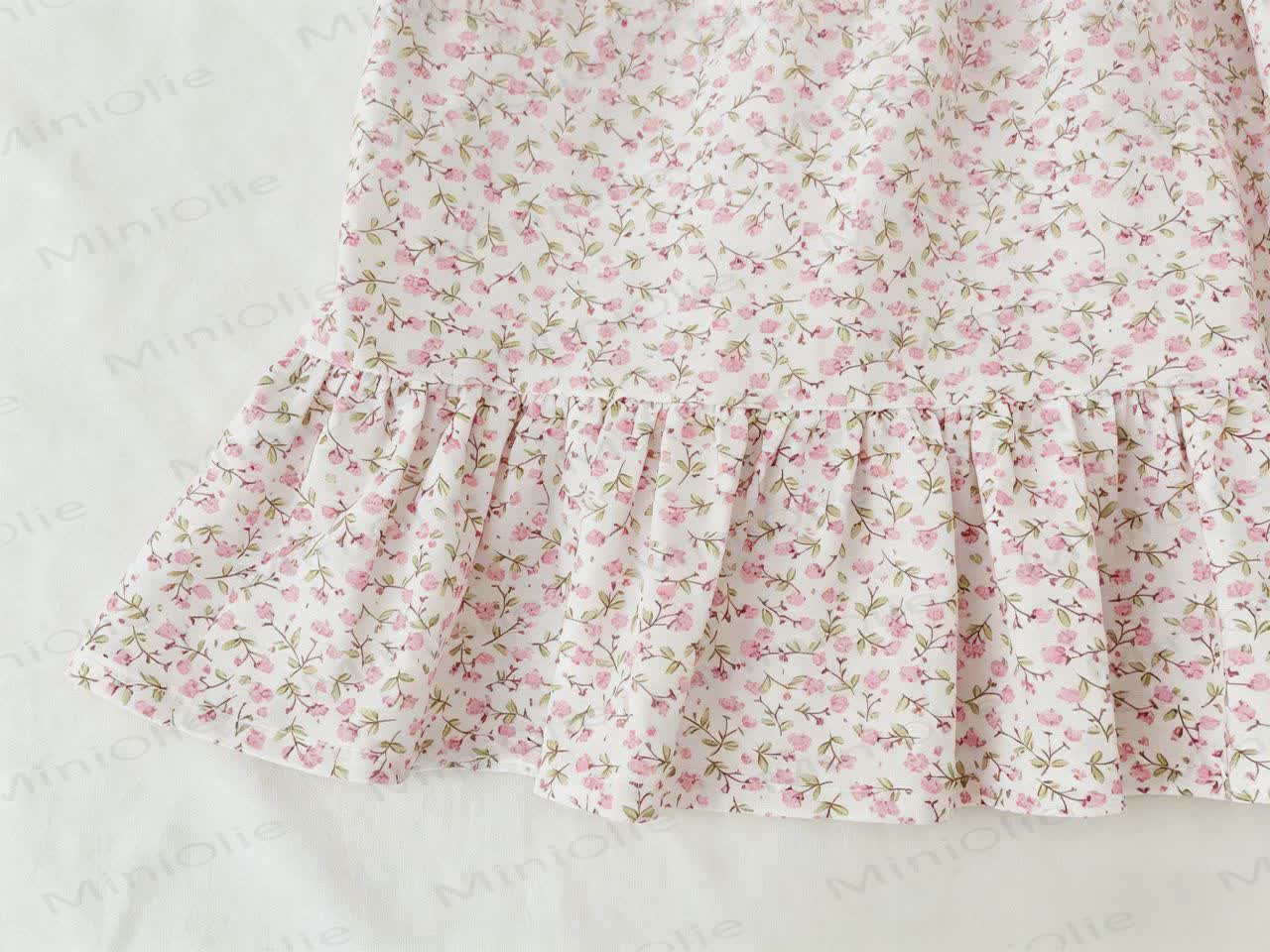 Baby Toddler Girls Pink Floral Bow Puff Sleeves Romper or Dress - image 9