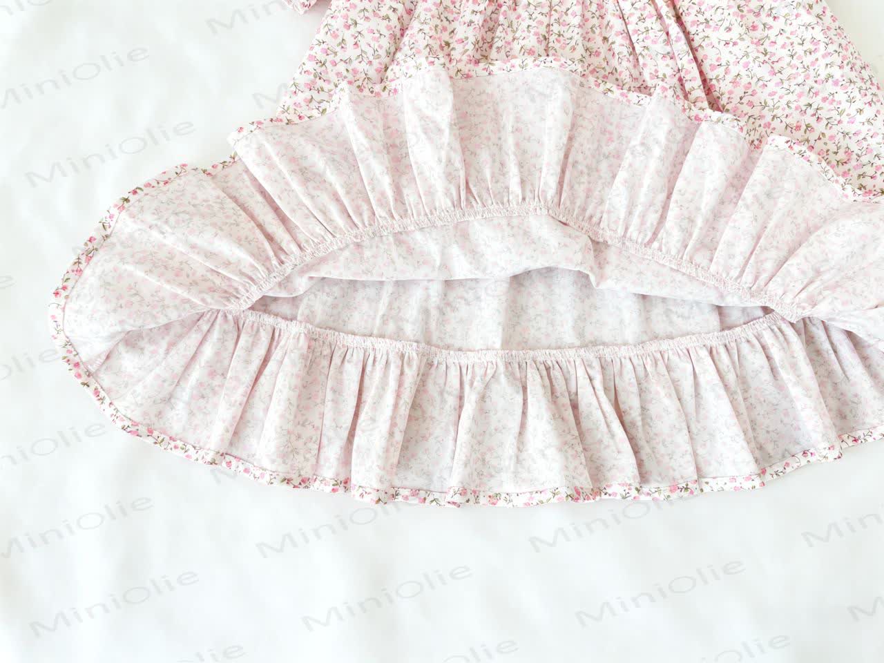 Baby Toddler Girls Pink Floral Bow Puff Sleeves Romper or Dress - image 10