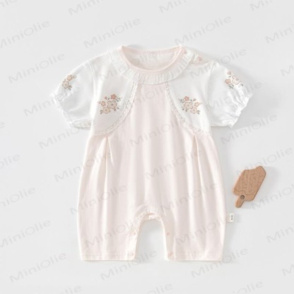 Baby Girl Floral Lace Trim Romper - image 2