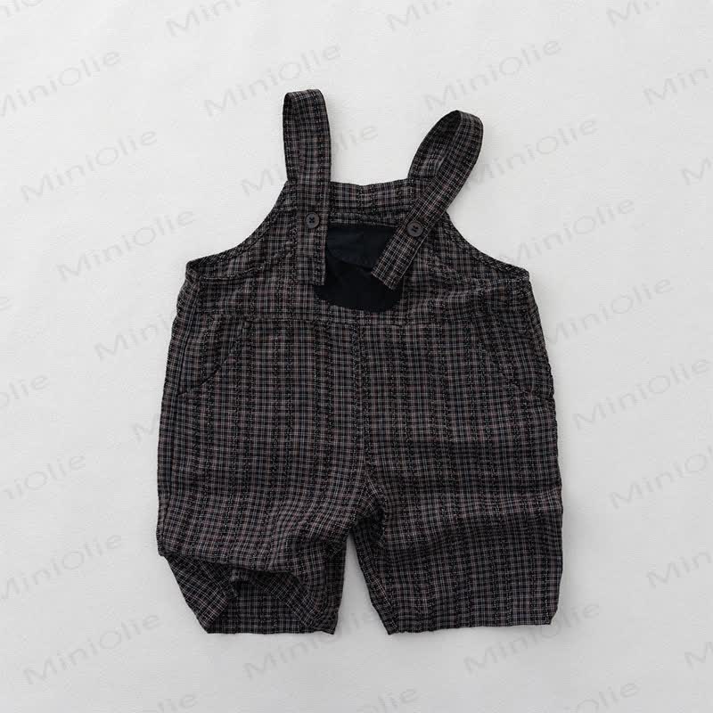 Toddler Black Plaid Overall  - Black - 6-7T - image 2