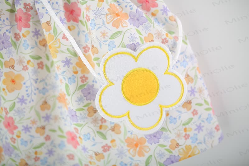 Baby Girls Floral Print Petal Collar Puff Sleeves Dress - image 7