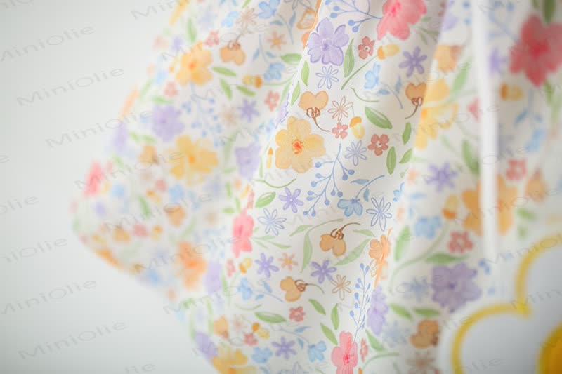 Baby Girls Floral Print Petal Collar Puff Sleeves Dress - image 10