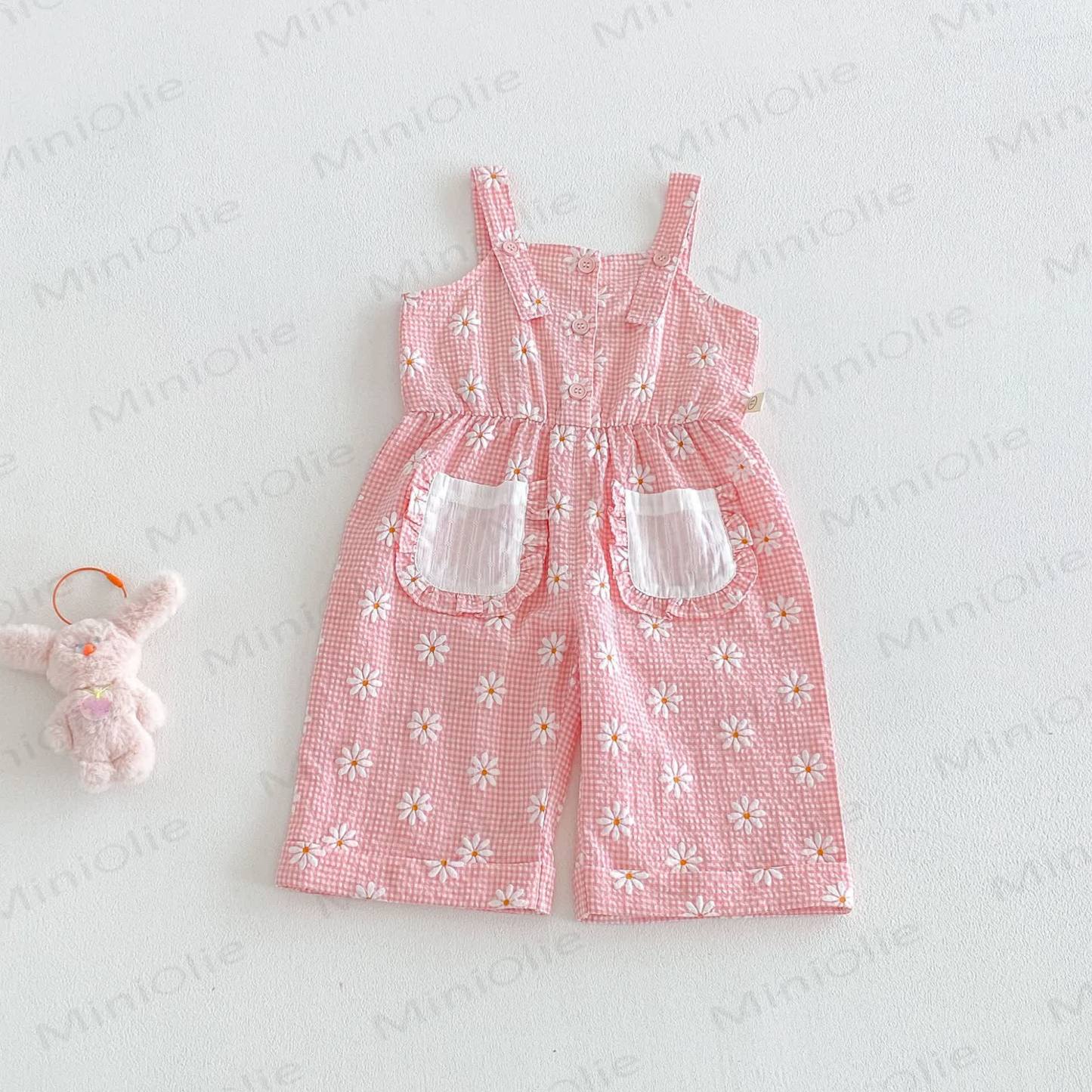 Baby Toddler Girls Daisy Ruffle Tank Top or Floral Overalls or Solid White Shorts  - Pink - 4-5T - image 3