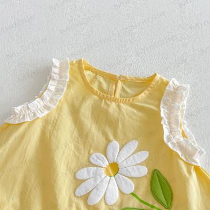 Baby Toddler Girls Daisy Ruffle Tank Top or Floral Overalls or Solid White Shorts  - image 6
