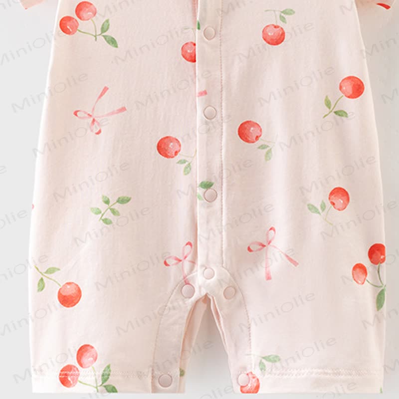 Baby Girl Pink Cherry&Bow Cotton Summer Romper - image 4