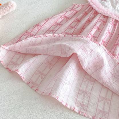 Baby Toddler Girls Pink Bow Print Ruffle Collar Sleeveless Dress - image 6